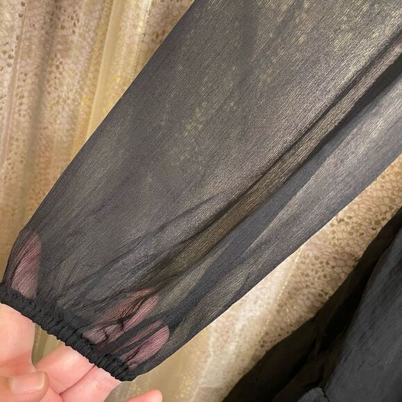 Old Navy Black Jack Fit & Flare Long-Sleeve Eyelet Mini Dress Small NWT - Picture 5 of 8